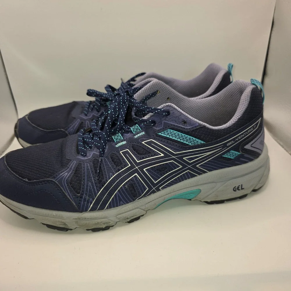 ASICS Gel Venture 7 Womens 11 Wide Navy Blue Trail Running Shoes 1012A477